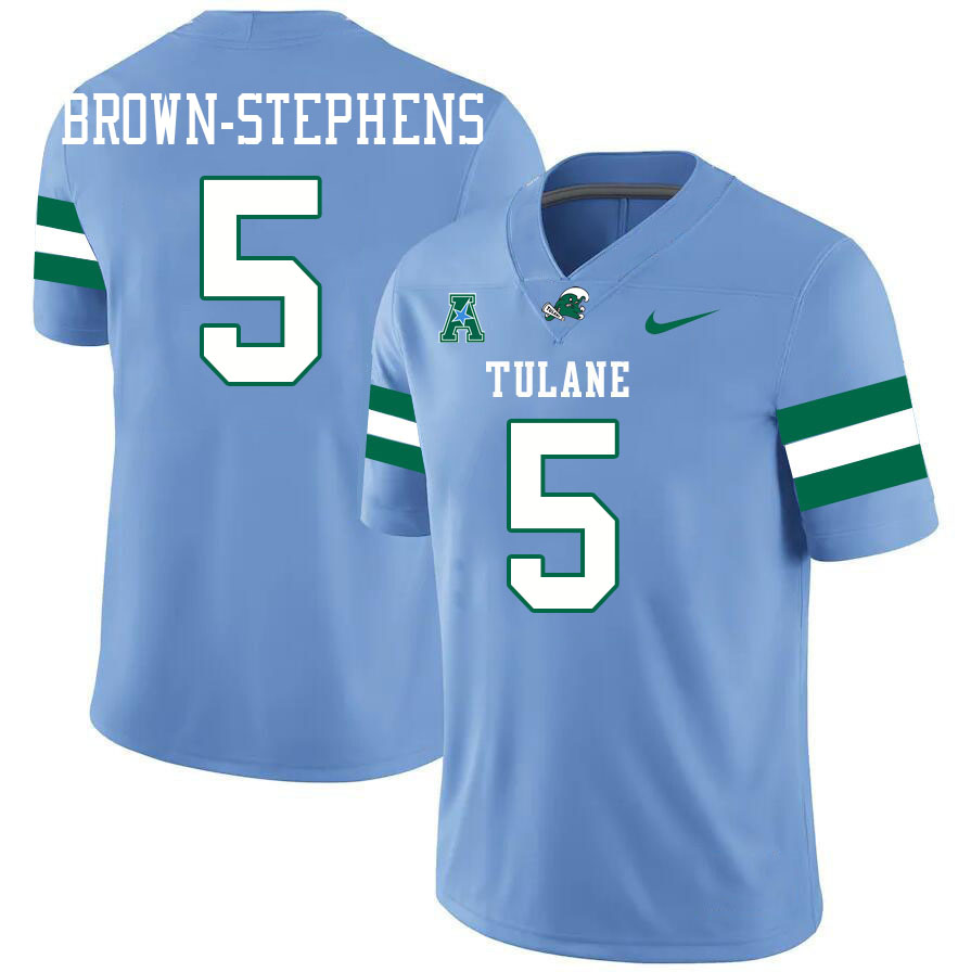 #5 Anthony Brown-Stephens Tulane Green Wave Jersey College Football Uniforms,Apparels Stitched-Blue